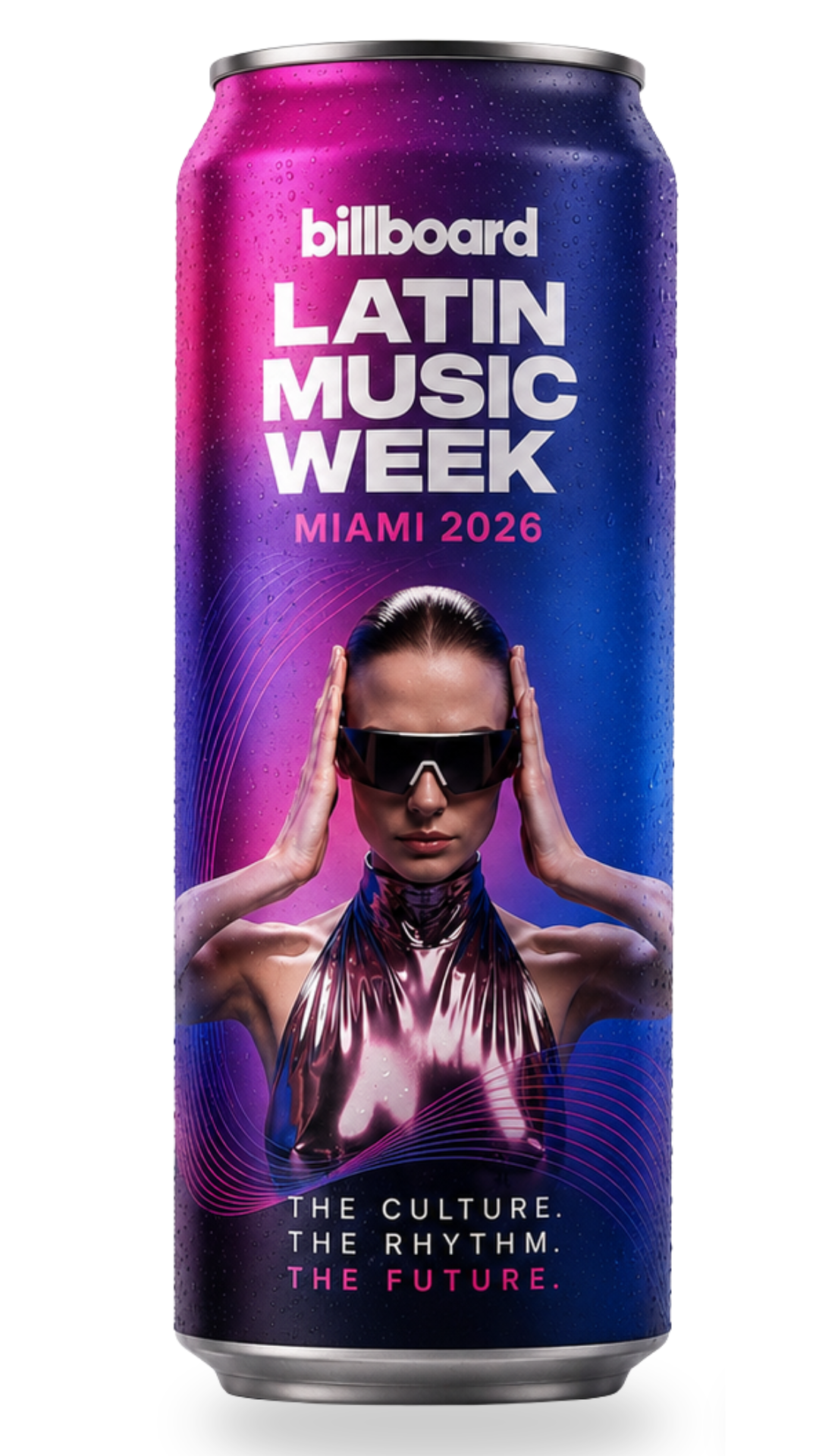Billboard Latin Music Week Miami 2026 collector can, front artwork